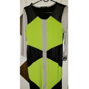 Black White and Neon Yellow Dress